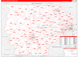 Fitchburg-Leominster Metro Area Wall Map Red Line Style 2024